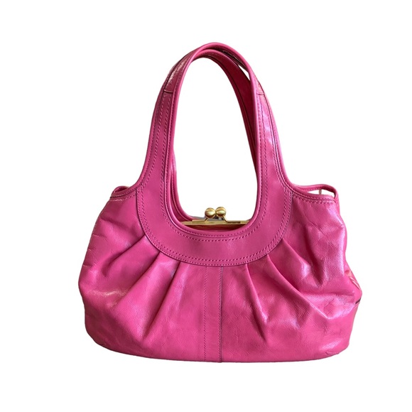 (1405) COACH PURSE ERGO PLEADED PATENT LEATHER HANDBAG FUCHSIA - Picture 10 of 16
